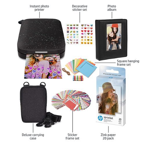 HP Sprocket Portable Photo Printer Gift Bundle with 2x3 Zink Photo Paper, Deluxe Case, Album & More - Black BUY ONLINE