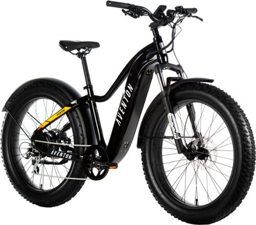 Aventon - Aventure Step-Over Ebike w/ 45 mile Max Operating Range and 28 MPH Max Speed - Large - Fire Black