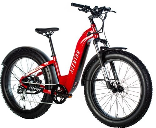 Aventon - Aventure Step-Through Ebike w/ 45 mile Max Operating Range and 28 MPH Max Speed - Small/Medium - Electric Red