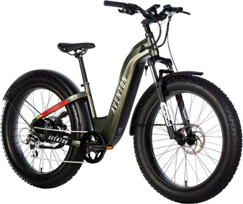 Aventon - Aventure Step-Through Ebike w/ 45 mile Max Operating Range and 28 MPH Max Speed - Small/Medium - Camouflage Green
