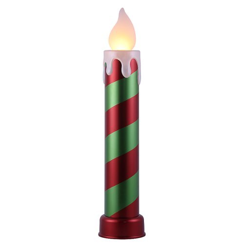 Mr Christmas - 36" Red and Green Striped Metallic Blow Mold Candle