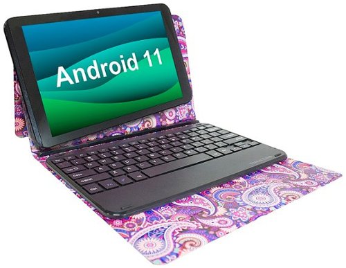Visual Land Prestige Elite 10QH 10.1" HD Tablet 64GB Storage 2GB Memory with Detachable Docking Keyboard Case - Paisley