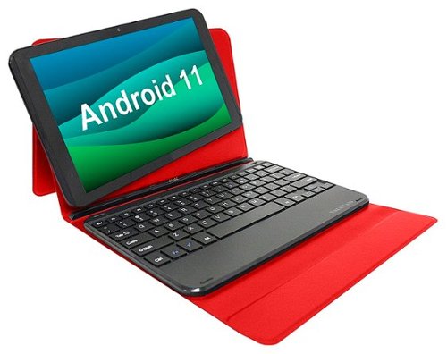 Visual Land Prestige Elite 10QH 10.1" HD Tablet 128GB Storage 2GB Memory with Detachable Docking Keyboard Case - Red