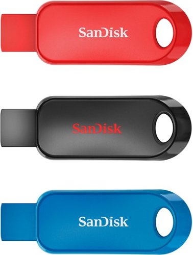 SanDisk - Cruzer Snap 32GB USB 2.0 Type-A Flash Drive (3-Pack) - Black, Red, And Blue
