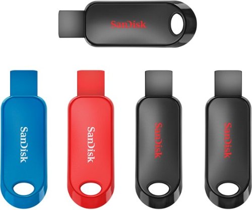 SanDisk - Cruzer Snap 32GB USB 2.0 Type-A Flash Drive (5-Pack) - Black, Red, And Blue