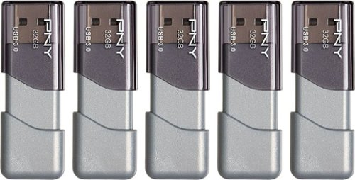 

PNY - Turbo Attaché 3 32GB USB 3.0 Type A Flash Drive, 5-Pack - Silver