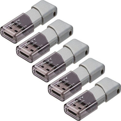 PNY Turbo Attaché 3 32GB USB 3.0 Type A Flash Drive, 5-Pack - Silver WORLDWIDE DELIVERY