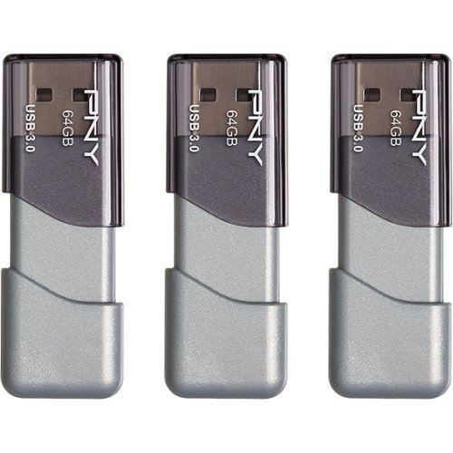Photos - USB Flash Drive Attache PNY - Turbo Attaché 3 64GB USB 3.0 Type A Flash Drive, 3-Pack - Silver P-F 
