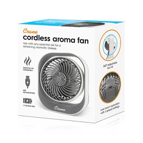 CRANE - 4.5 in. Rechargeable Cordless Aromatherapy Desk Fan - White