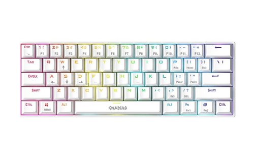 GAMDIAS - GD-HERMES E3 60% RGB Wired BLUE Switch Mechanical Keyboard - White