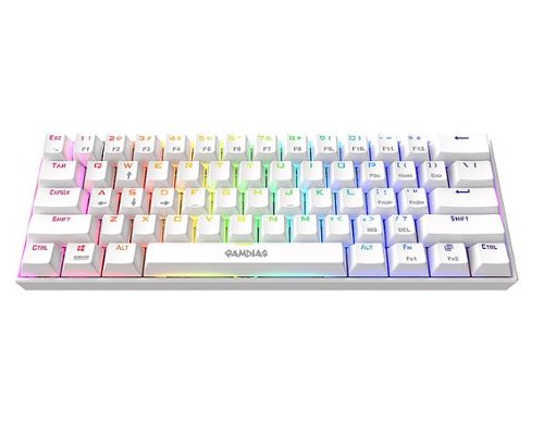 GAMDIAS GD-HERMES E3 60% RGB Wired BLUE Switch Mechanical Keyboard - White WORLDWIDE DELIVERY