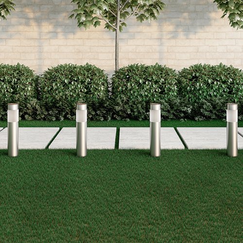 Nature Spring Bollard Solar Outdoor Path Lights (Set of 6) - Brushed Aluminum GLOBAL SHIPPING