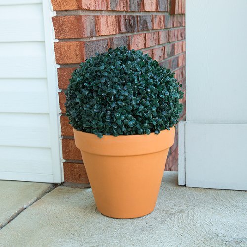 Nature Spring Solar Powered Pre-Lit Boxwood Artificial Topiary Ball - Green WORLDWIDE DELIVERY