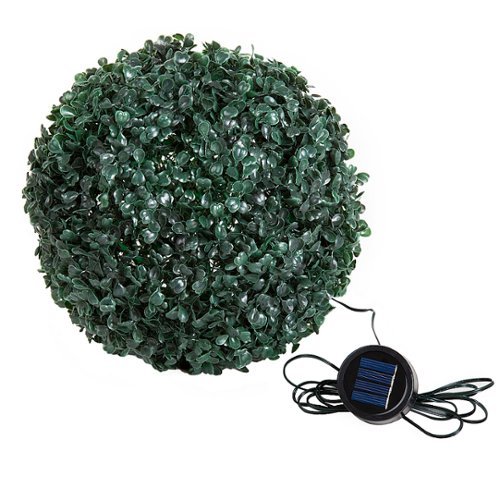 Nature Spring Solar Powered Pre-Lit Boxwood Artificial Topiary Ball - Green HOW TO BUY