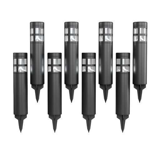 Nature Spring Solar Path Bollard Lights Set of 8 - Black GLOBAL SHIPPING