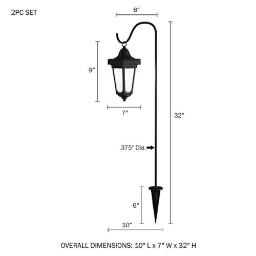 Nature Spring Solar Outdoor Lantern Light Set of 2 with Shepherd Hooks - Black WORLDWIDE DELIVERY
