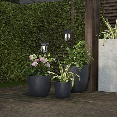 Nature Spring Solar Outdoor Lantern Light Set of 2 with Shepherd Hooks - Black WHERE TO BUY