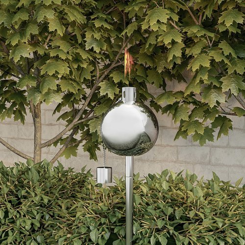 Nature Spring 45 Metal Citronella Torch Lamp - Stainless Steel GLOBAL SHIPPING