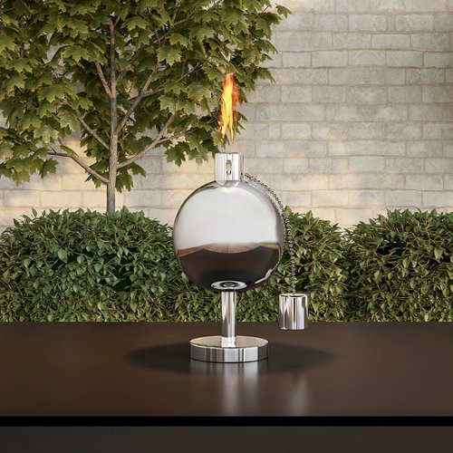 Nature Spring Tabletop Metal Citronella Torch Lamp - Stainless Steel GLOBAL SHIPPING