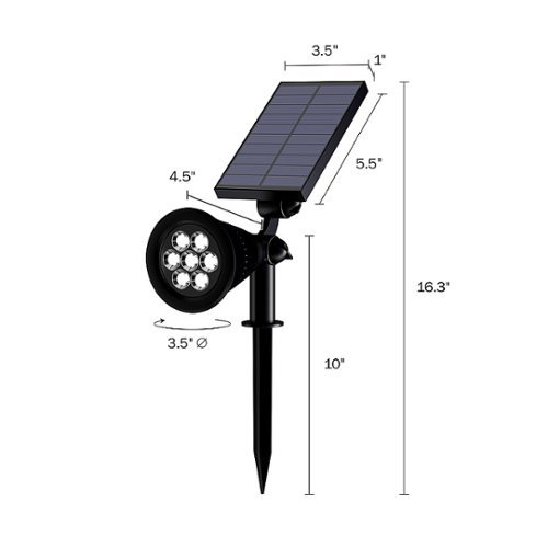 Nature Spring Outdoor LED Solar Spotlights Set of 2 - Black WORLDWIDE DELIVERY