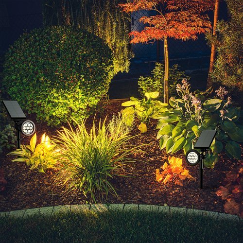 Nature Spring Outdoor LED Solar Spotlights Set of 2 - Black GLOBAL SHIPPING