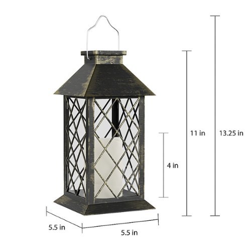 Nature Spring Solar LED Pillar Candle Lantern with Hanger - Bronze GLOBAL SHIPPING