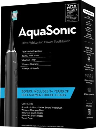 AquaSonic - UltraSonic ToothBrush Ultimate Bundle - Black