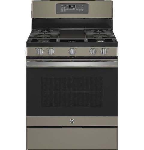 GE - 5.0 Cu. Ft. Freestanding Gas Convection Range with Self-Steam Cleaning and No-Preheat Air Fry - Slate
