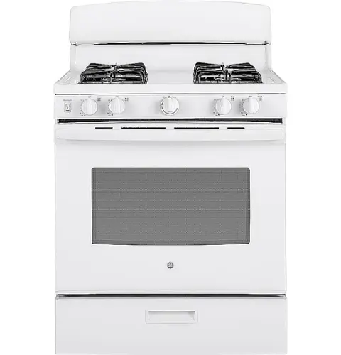 Front. GE - 4.8 Cu. Ft. Freestanding Gas Range - White.