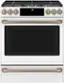 Front. Café - 5.6 Cu. Ft. Slide-In Gas Convection Range, Customizable - Matte White.