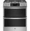 GE Profile - 6.7 Cu. Ft. Slide-In Double Oven Gas True Convection Range with Steam Self-Clean, No Preheat Air Fry and Wi-Fi - Stainless Steel-Front_Standard