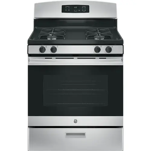 Front. GE - 4.8 Cu. Ft. Freestanding Gas Range - Stainless Steel.