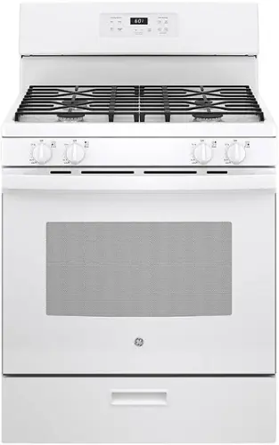 Front. GE - 4.8 Cu. Ft. Freestanding Gas Range - White.