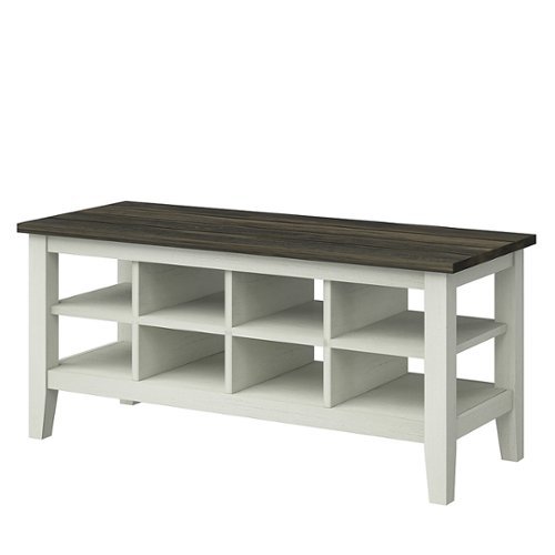 Twin Star Home - Storage Bench with Removable Dividers - Old Wood White