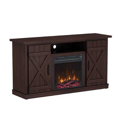 Twin Star Home - Cottonwood TV Stand for TVs up to 55" with Electric Fireplace - Saw Cut Espresso
