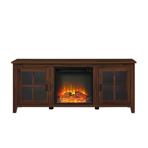 Walker Edison - Rustic Fireplace TV Stand for TVs up to 65” - Dark walnut