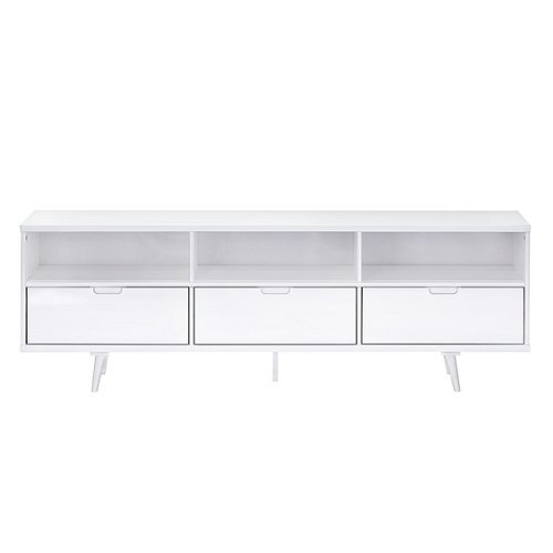 Walker Edison - Mid-Century Solid Wood TV Stand for TVs up to 80” - White