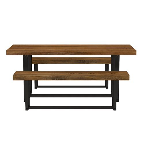 Walker Edison - Modern Solid Wood Dining Set of 3 - Rustic Oak