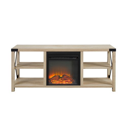 Walker Edison - Farmhouse Fireplace TV Stand for TVs up to 65” - White oak