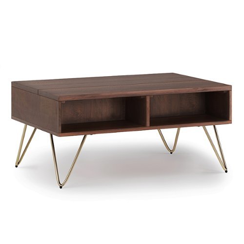 Simpli Home - Hunter Small Lift Top Coffee Table - Umber Brown and Gold