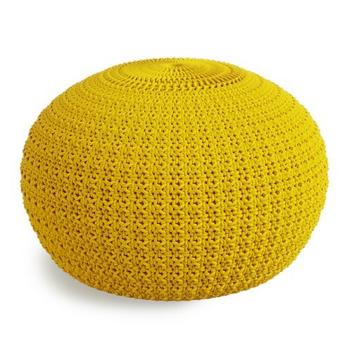 Simpli Home - Sonata Round Knitted Pouf - Yellow