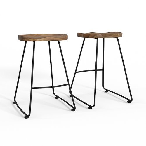 Simpli Home - Amberly Saddle Counter Height Stool (Set of 2) - Natural/Black