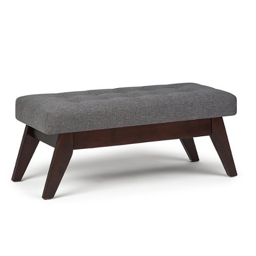 Simpli Home - Draper Mid Century Tufted Ottoman Bench - Slate Grey