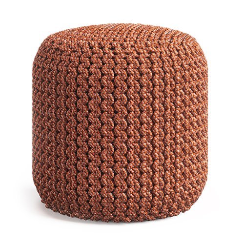 Simpli Home - Wynne Round Knitted Pouf - Orange
