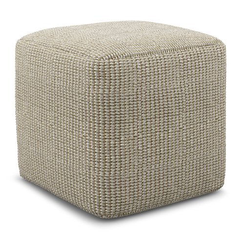 Simpli Home - Zelma Square Woven Pouf - Cream and Natural