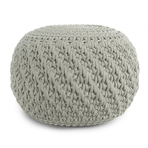Simpli Home - Nisi Round Knitted Pouf - Light Grey