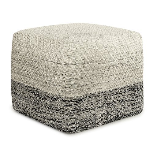 

Simpli Home - Macie Square Woven Pouf - Grey and White