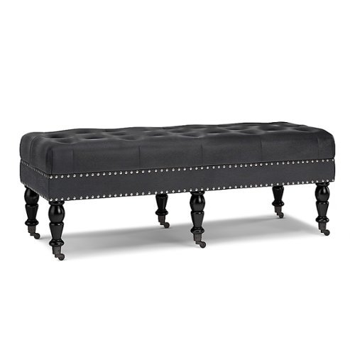 

Simpli Home - Henley Tufted Ottoman Bench - Distressed Black