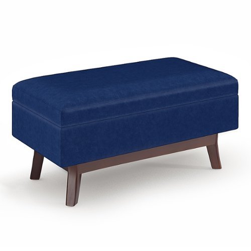 

Simpli Home - Owen Small Rectangular Storage Ottoman - Blue