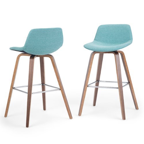 Simpli Home - Randolph Bentwood Counter Height Stool (Set of 2) - Aqua Blue